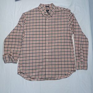 J. Crew Shirt Mens Large Red Plaid Casual Button Down Long Sleeve Oxford Flex